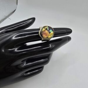 Unbranded 925 Sterling Silver Dichroic Glass Size 6 Statement Ring - 11.8g